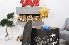 Коробка для подарка с маленькими шариками "Ты в моем сердце", черная